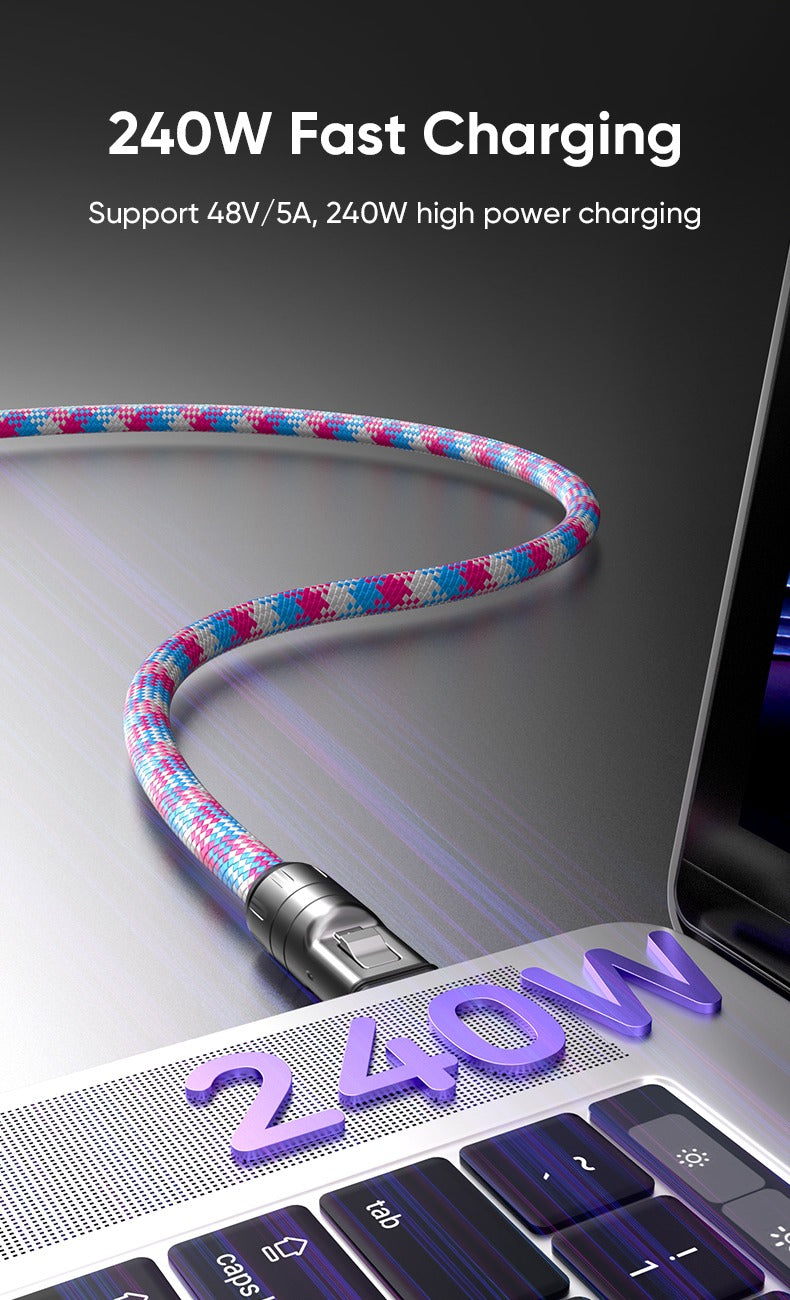 2-in-1 USB-C Lanyard Cable | 240W Fast Charging & Anti-Loss | 30cm
