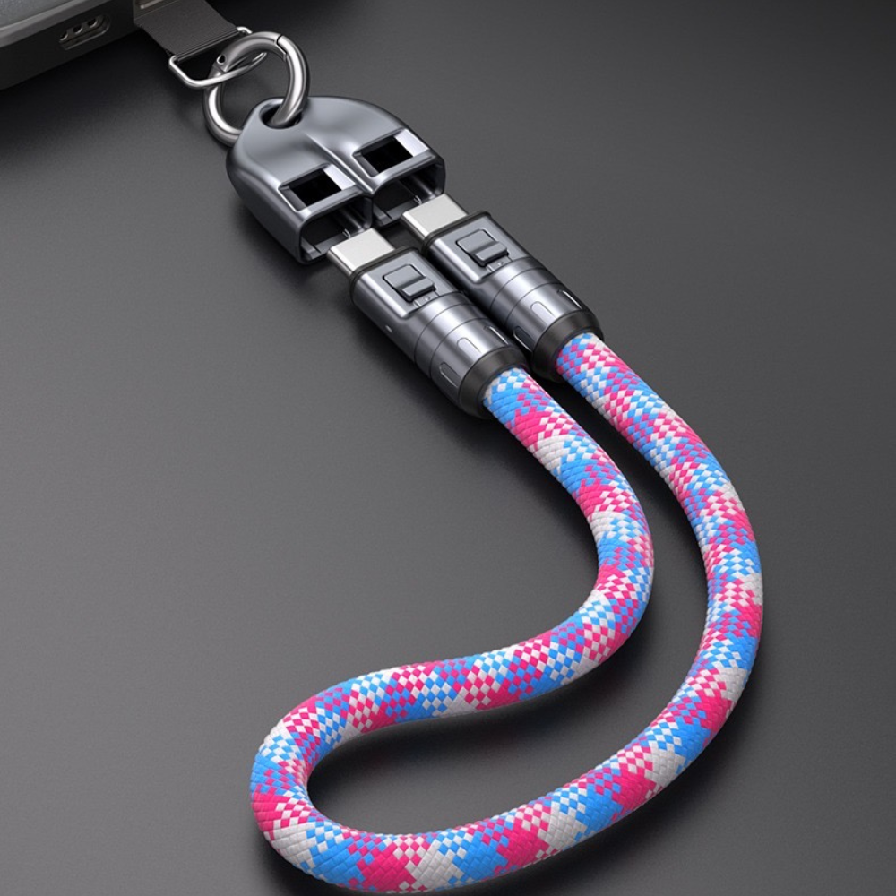 2-in-1 USB-C Lanyard Cable | 240W Fast Charging & Anti-Loss | 30cm