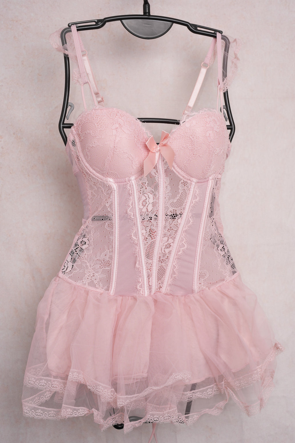 Women’s Lace Babydoll Lingerie Top with Mini Skirt