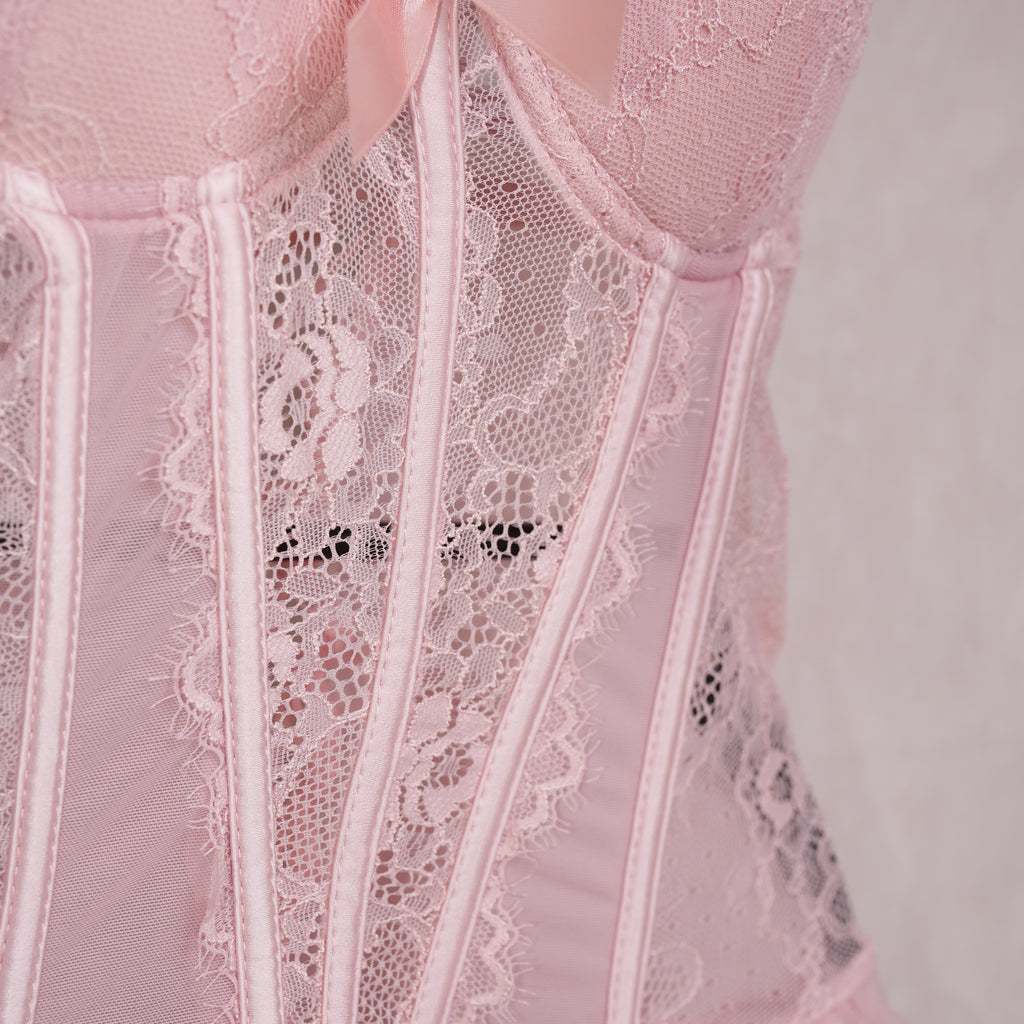 Women’s Lace Babydoll Lingerie Top with Mini Skirt
