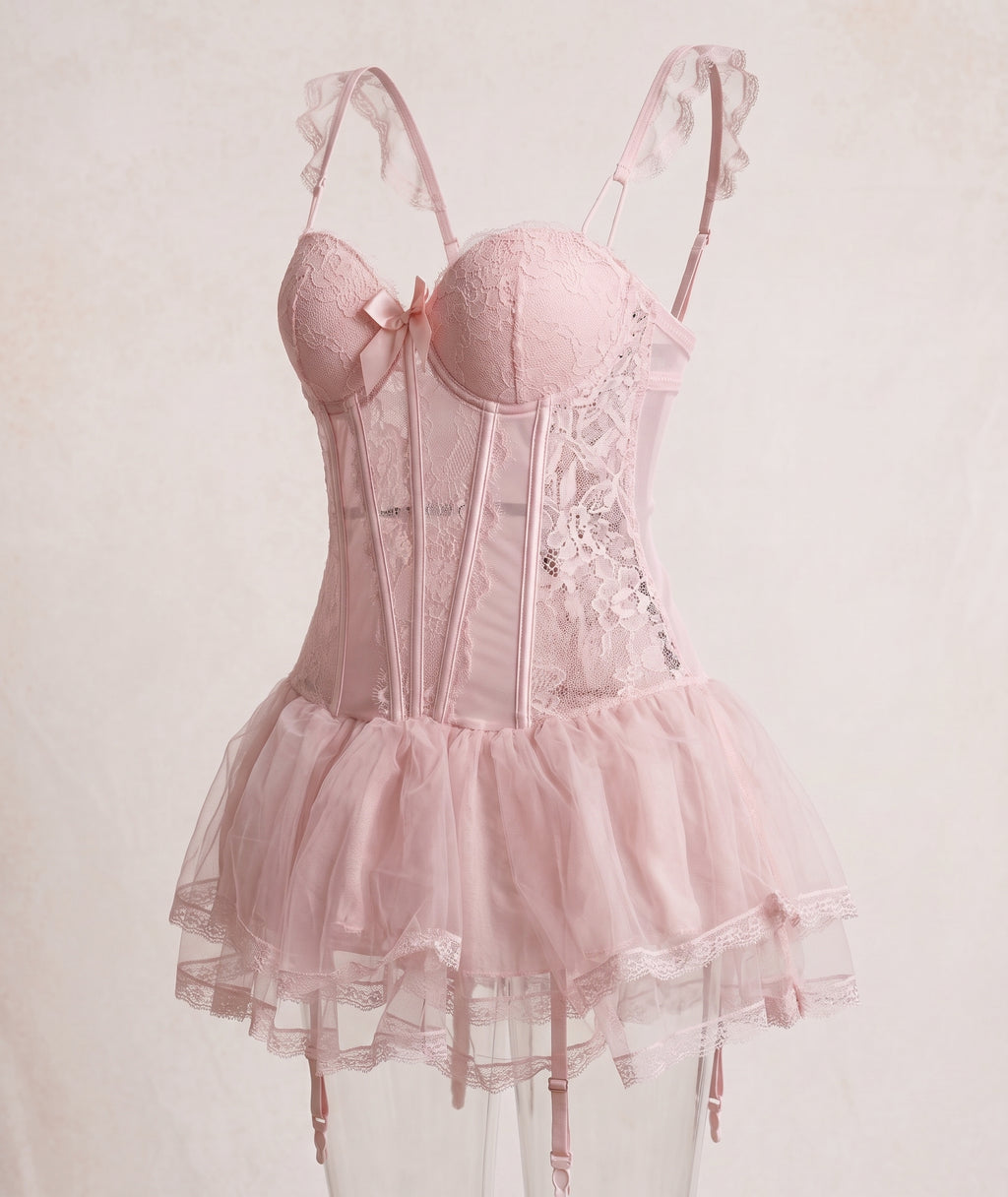Women’s Lace Babydoll Lingerie Top with Mini Skirt