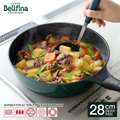【極致輕量・萬次耐磨】日本 Super Bellfina Premium 28公分遠紅外線高蓄熱深型不沾炒鍋 (IH/直火通用)
