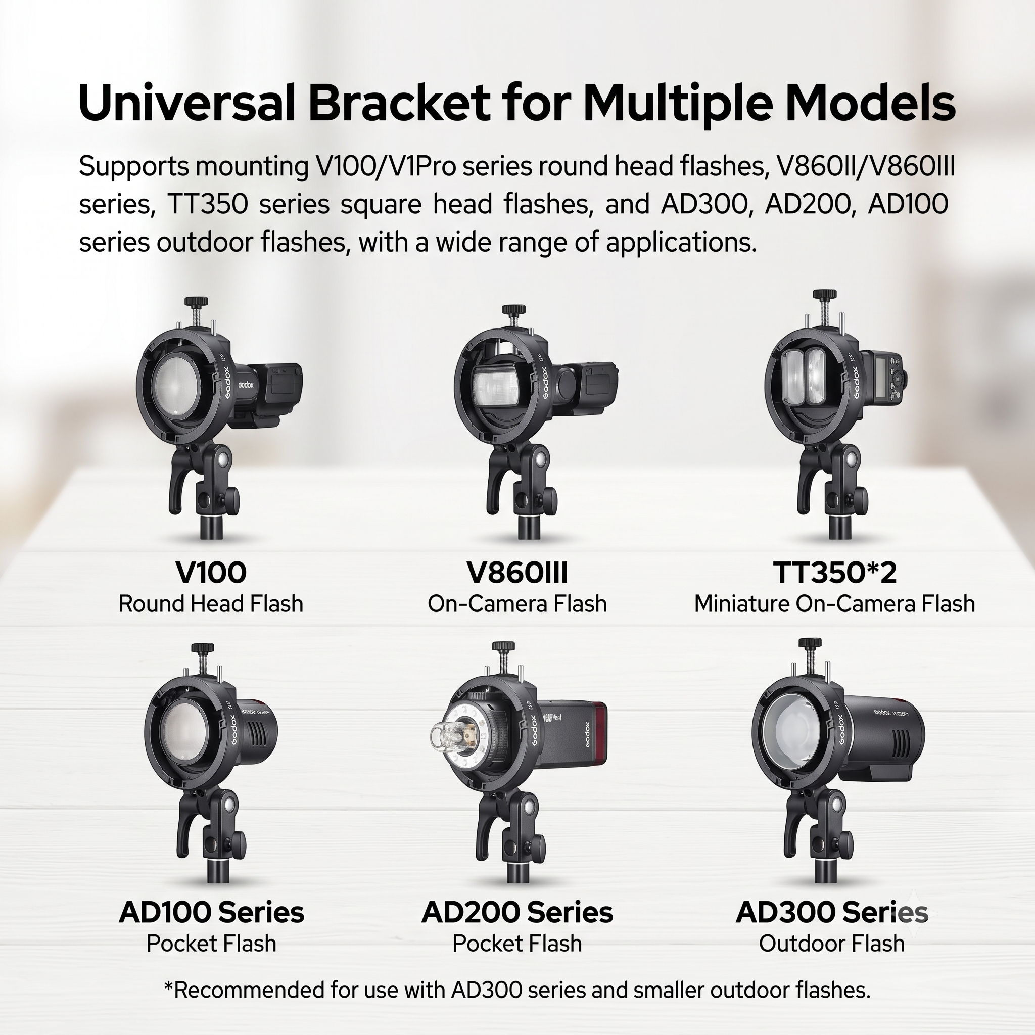 Godox S3 Speedlite S-Type Bracket | Bowens Mount Flash Adapter Holder for Speedlight & Pocket Flashes
