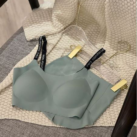 [Second-Skin Comfort] Seamless Invisible Wireless Bra & Panty Set | Elastic Jelly Strip Lift Support, Plus Size Friendly Bralette