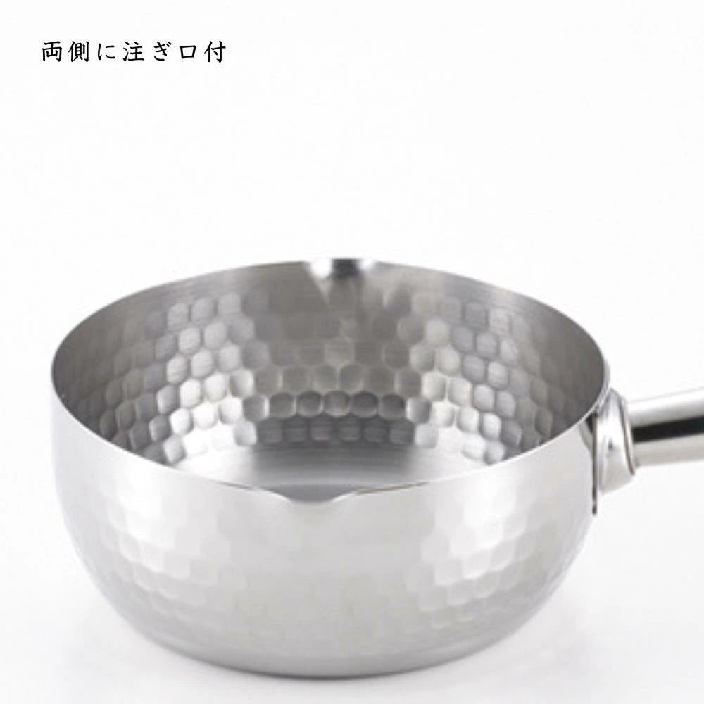 [Authentic Craftsmanship] Tsubame-Sanjo Stainless Steel Yukihira Saucepan | Hammered Finish & Rivet-Free Interior (IH & Gas Compatible)