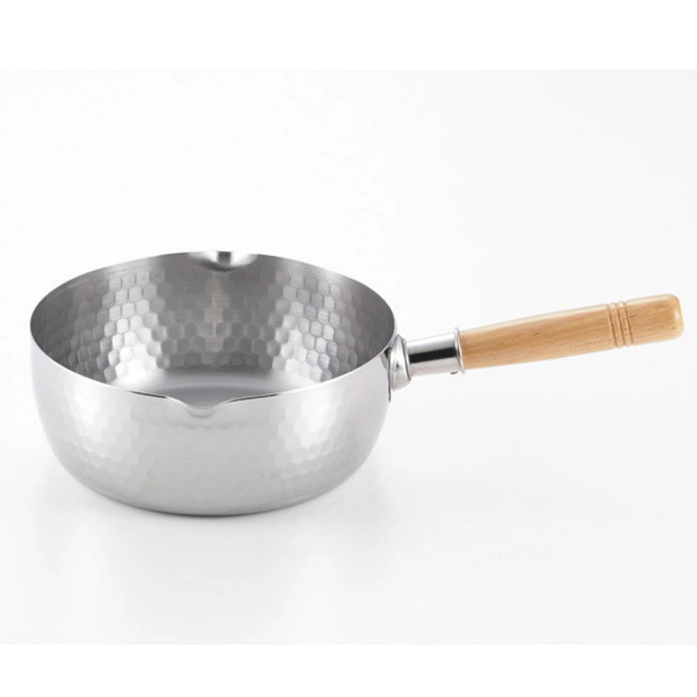 [Authentic Craftsmanship] Tsubame-Sanjo Stainless Steel Yukihira Saucepan | Hammered Finish & Rivet-Free Interior (IH & Gas Compatible)