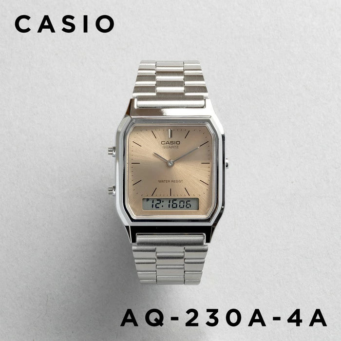 [Retro Revamped] CASIO AQ-230A Vintage Analog-Digital Metal Watch | Unisex Square Dress Watch