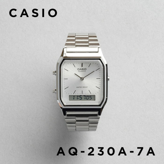 [Retro Revamped] CASIO AQ-230A Vintage Analog-Digital Metal Watch | Unisex Square Dress Watch