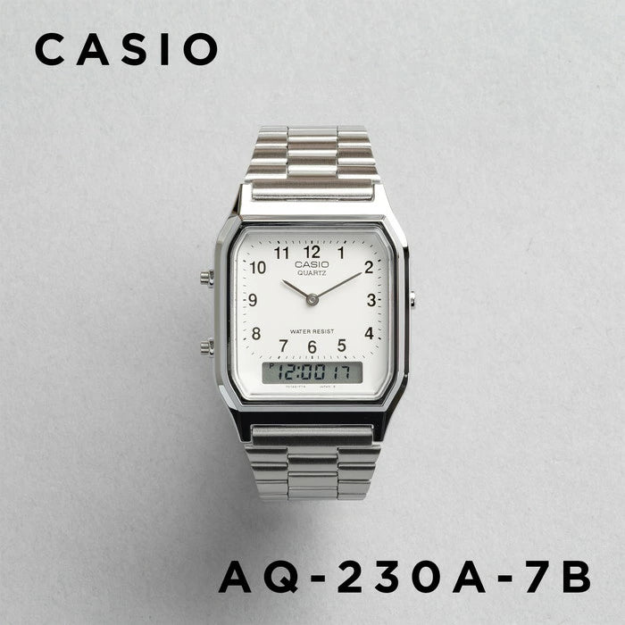 [Retro Revamped] CASIO AQ-230A Vintage Analog-Digital Metal Watch | Unisex Square Dress Watch