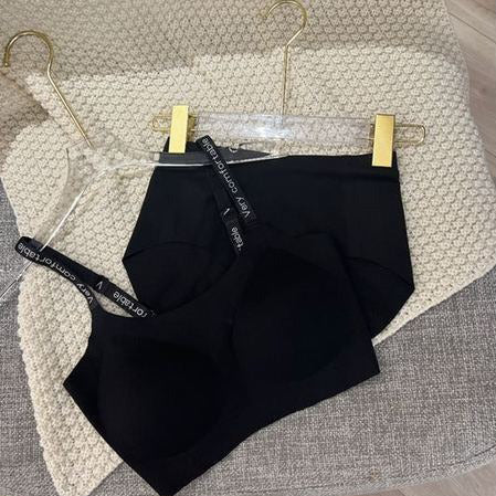 [Second-Skin Comfort] Seamless Invisible Wireless Bra & Panty Set | Elastic Jelly Strip Lift Support, Plus Size Friendly Bralette