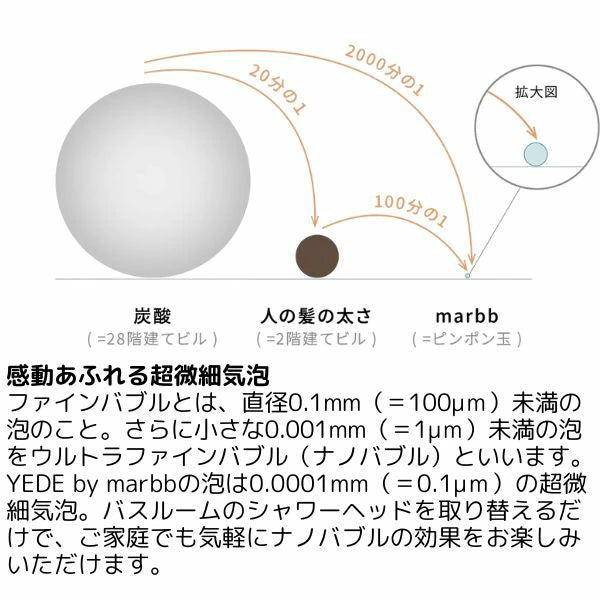 [Made in Japan] YEDE by marbb Micro-Nano Bubble Shower Head | Salon-Grade Deep Cleansing, Eco 50% Water Saving, Hair & Skin Care